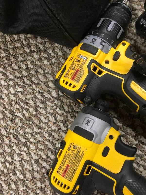 lot 58 image: DeWalt 20-Volt MAX XR Lithium-Ion Cordless Brushless DrillImpact Combo Kit with 2 Batteries, Charger and Bag