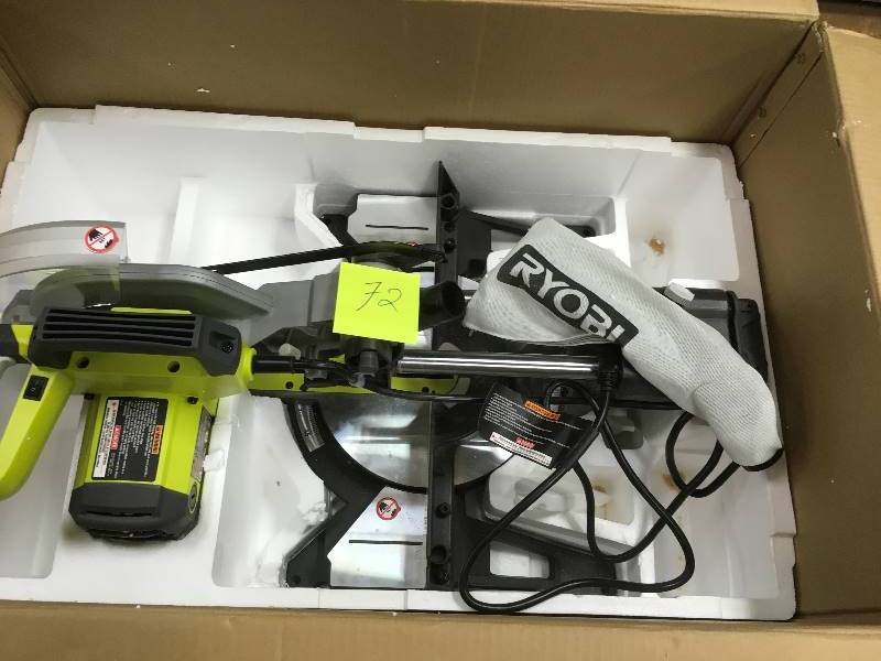 lot 72 image: Ryobi 10 Sliding Compound Miter Saw with Laser
