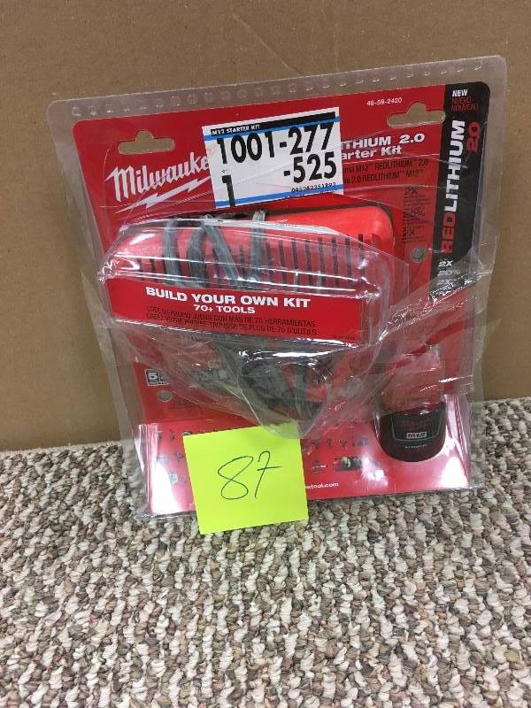 lot 87 image: Milwaukee M122 12-Volt Lithium-Ion Compact Battery Pack 2.0Ah and Charger Starter Kit