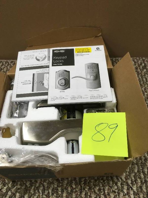 lot 89 image: Schlage Caelot Keypad Entry With Flex Lock & Accent Lever in Satin Nickel