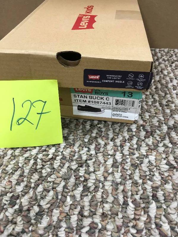 lot 127 image: Levis Kids BoysGirls Stan Buck C Black Denim Sneakers Gym Shoes Size 13