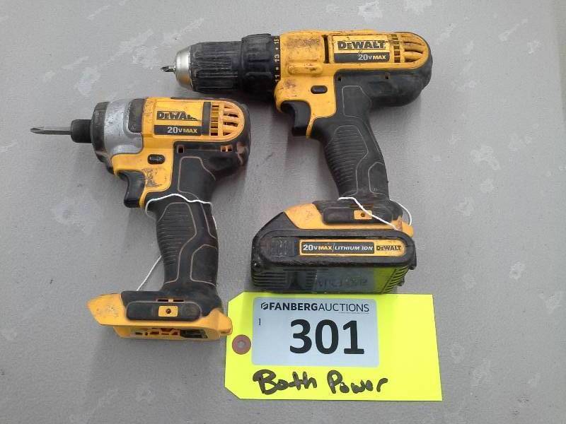 lot 301 image: Pair of cordless Dewalt drills