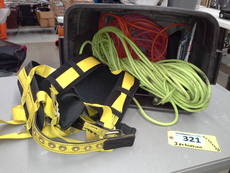 lot 321 image: Body Harness and (3) extension cords.