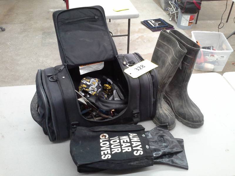 lot 328 image: Rubber GlovesBoots & Misc. Bag