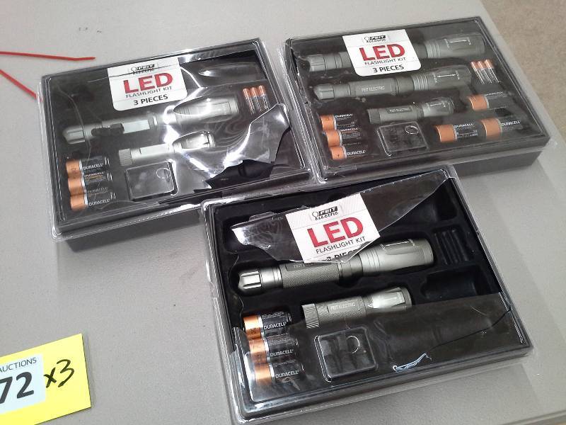 lot 372 image: Feit Electric LED Flashlight 3 Piece Kit