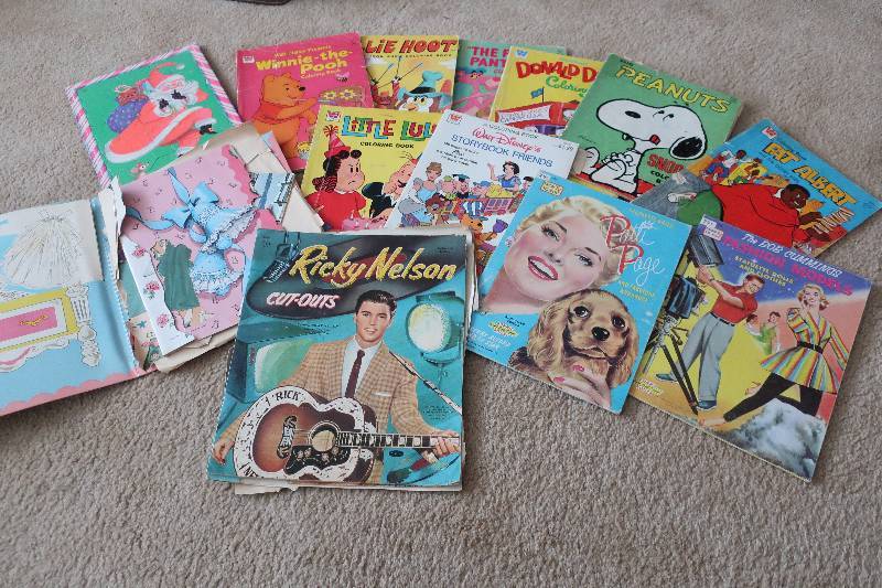 lot 49 image: VINTAGE ACTIVITY BOOKS, PUZZLE AND PAPER DOLLS, AND HUGE STACK OF NEWER ACTIVITY BOOKS