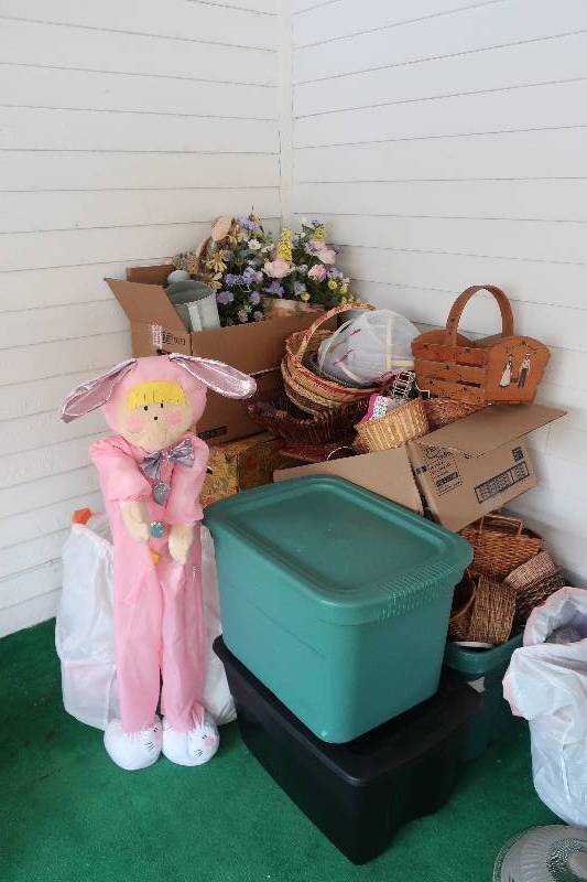 lot 110 image: HUGE LOT OF EASTER, 4 TOTES, SEVERAL BOXES AND BASKETS