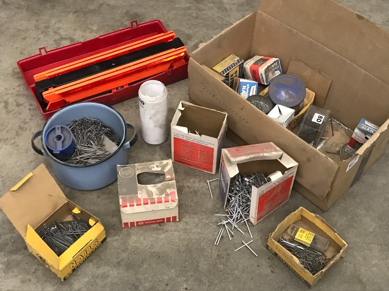 lot 67 image: Box Of Assorted NailsHardware & Ro...