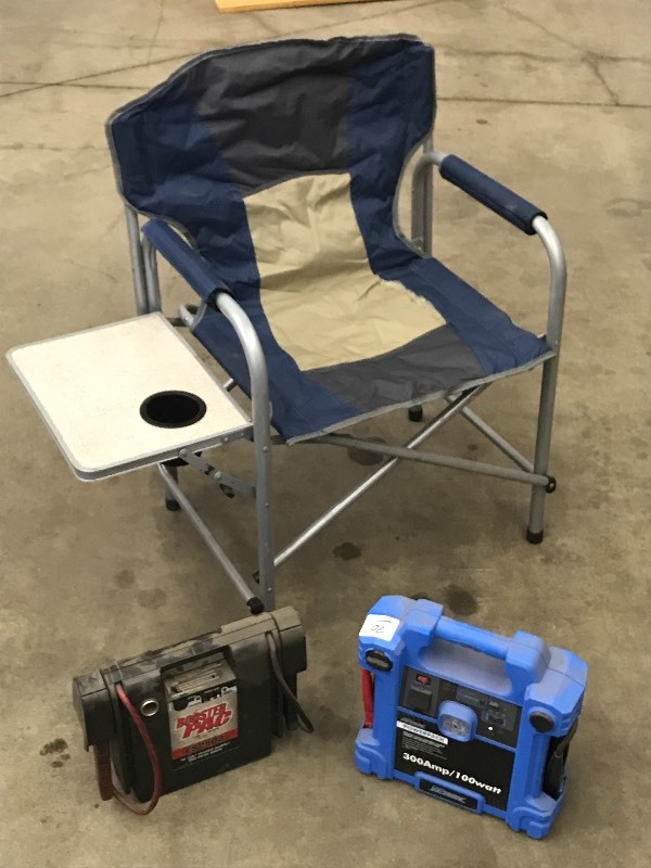 lot 70 image: Lot Of (1) Camp Chair & (2) 12Volt...