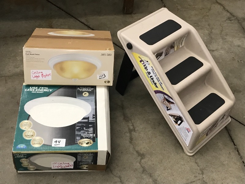 lot 94 image: Lot Of (2) 13 Ceiling Lights & (1)...