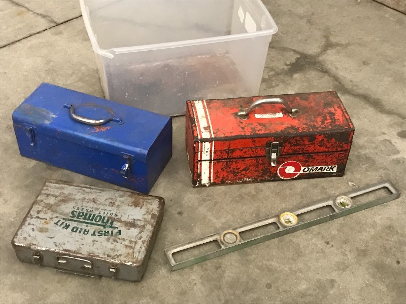 lot 95 image: Tote Of Assorted Steel Tool Boxes ...