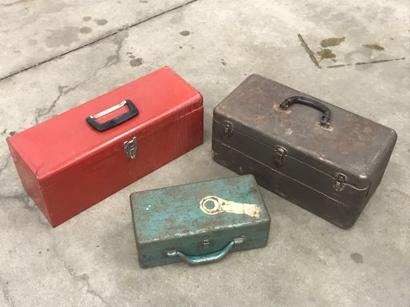 lot 96 image: Tote Of Assorted Steel Tool Boxes ...