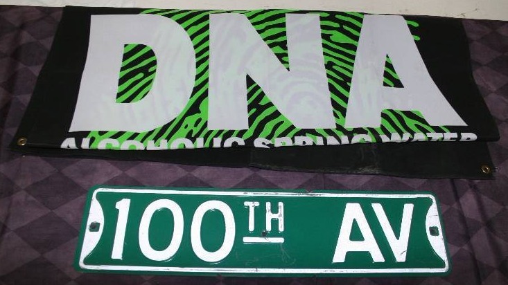 Metal Street Sign and Wall Hanging