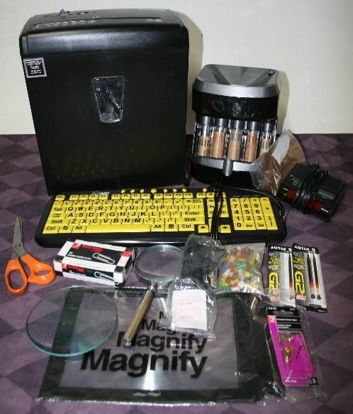 Shredder, Change Sorter, and Misc Office Supplies