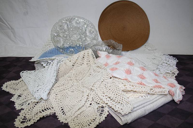 Crystal Bowl and Crochet Placemats