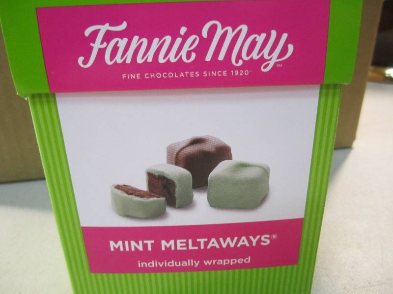 lot 296 image: Case of 6 Boxes Fannie May Mint Mel...