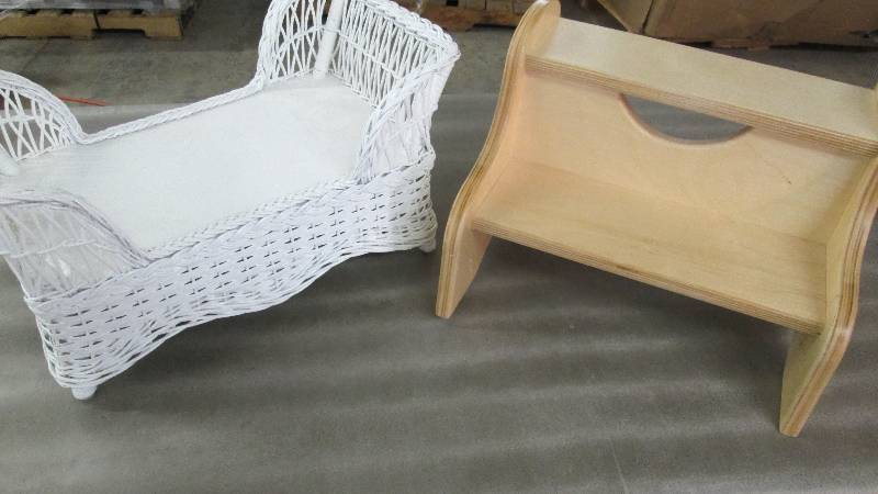 Step Stool, Childs Wicker Seat ...