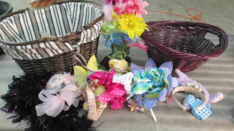2 Baskets with Baby Headgear...