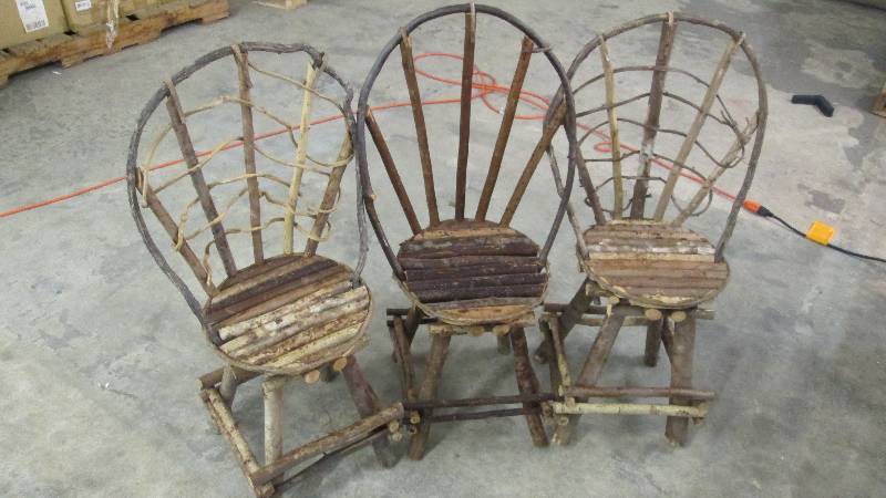 Lot of 3 Rustic Wood Chairs...