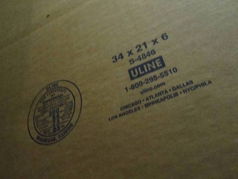 Lot of 10 Uline Boxes 34x21x6 inche...