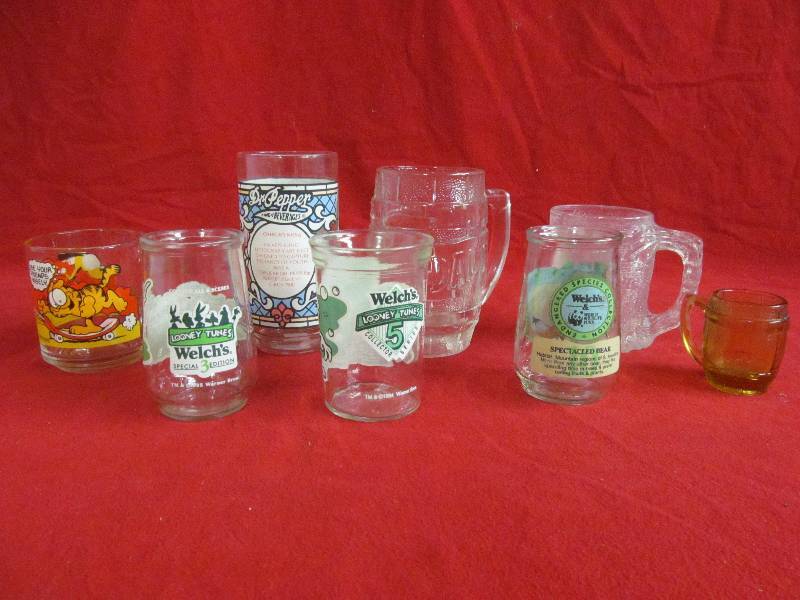 lot 79 image: jelly jar glasses, soda pop glasses