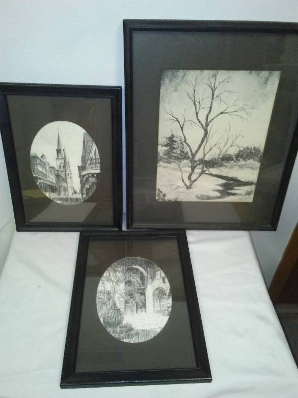 lot 97 image: 3 Black and White Sketch Prints, 1 signed and numbered, Bea Graves 62500