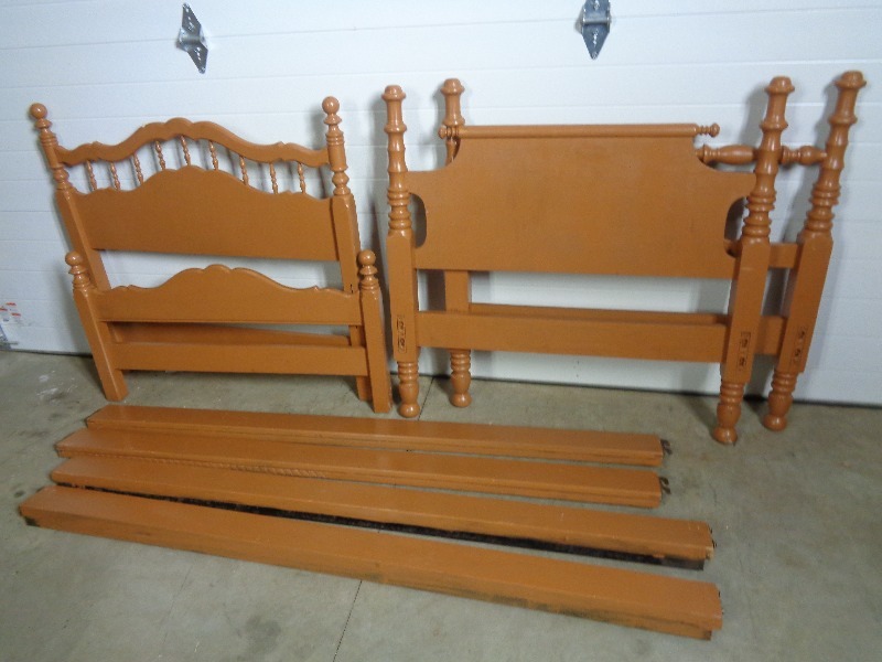 lot 136 image: Two Twin Size Wooden Beds