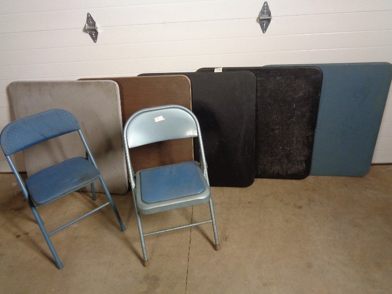 lot 142 image: 5 Folding Tables, 2 Chairs
