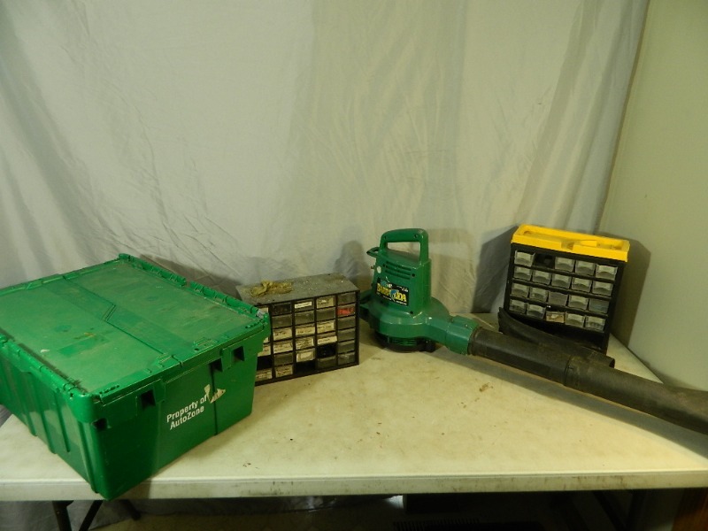 lot 53 image: Blower, Hardware Organizers, Tote