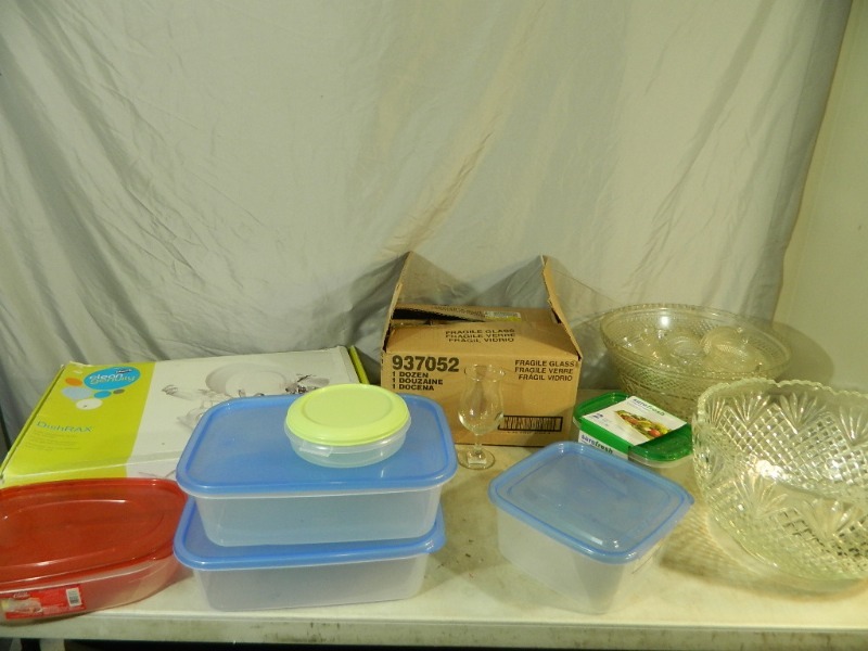 lot 103 image: Nice Dish Rack, Punch Bowls, and More