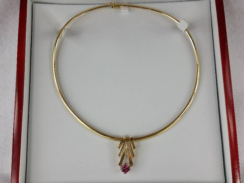 lot 10D image: 14kt Gold Pink Tourmaline Diamond Necklace - $9300 Retail