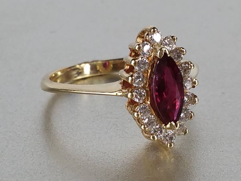 lot 20C image: 14k Gold Ruby and Diamond Estate Ring