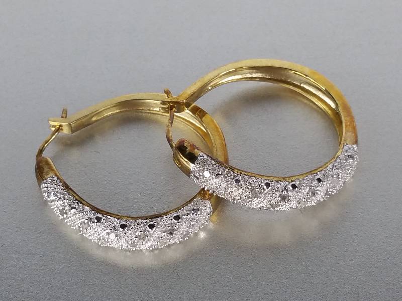lot 35 image: Diamond Hoop Earrings