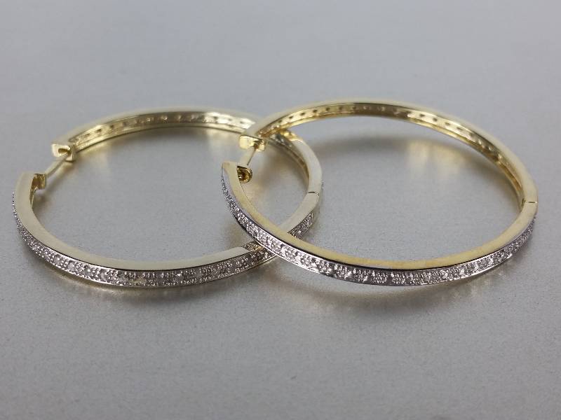 lot 81 image: Diamond Hoop Earrings