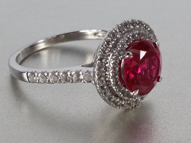 lot 96 image: Ruby Halo Ring