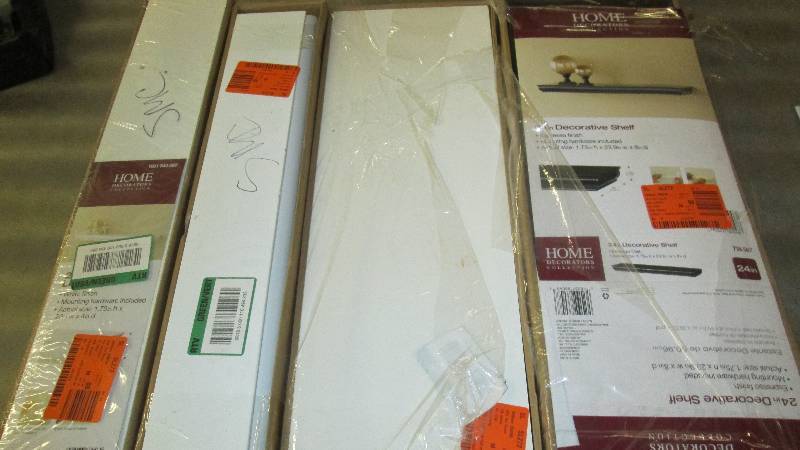 lot 44 image: Lot of 4 Decorative Shelves, 3 Whit...