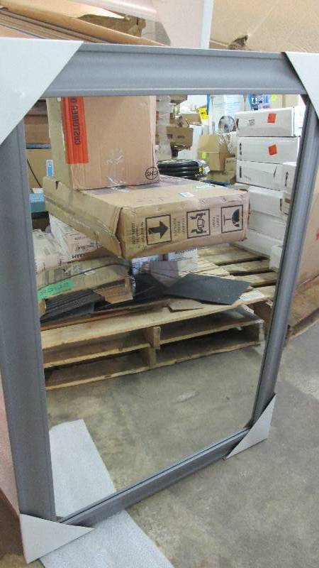 lot 51 image: 30x42 inch Grey Colored Framed Mirr...