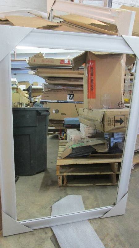 lot 53 image: 30x42 inch White Colored Framed Mir...