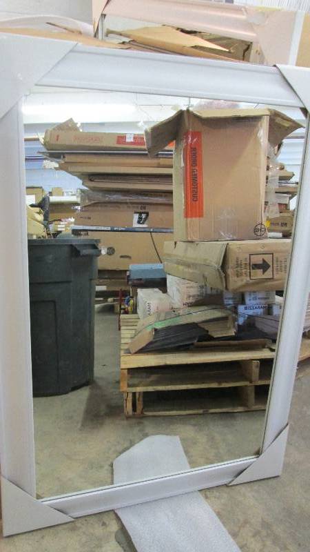 lot 54 image: 30x42 inch White Colored Framed Mir...