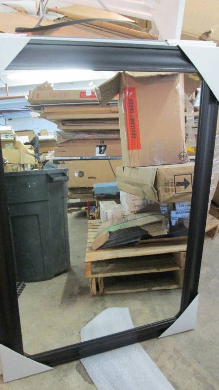 lot 56 image: 30x42 inch Black Colored Framed Mir...