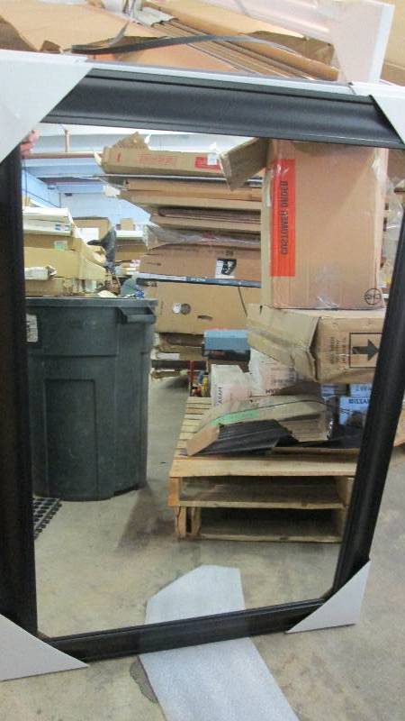 lot 57 image: 30x42 inch Black Colored Framed Mir...