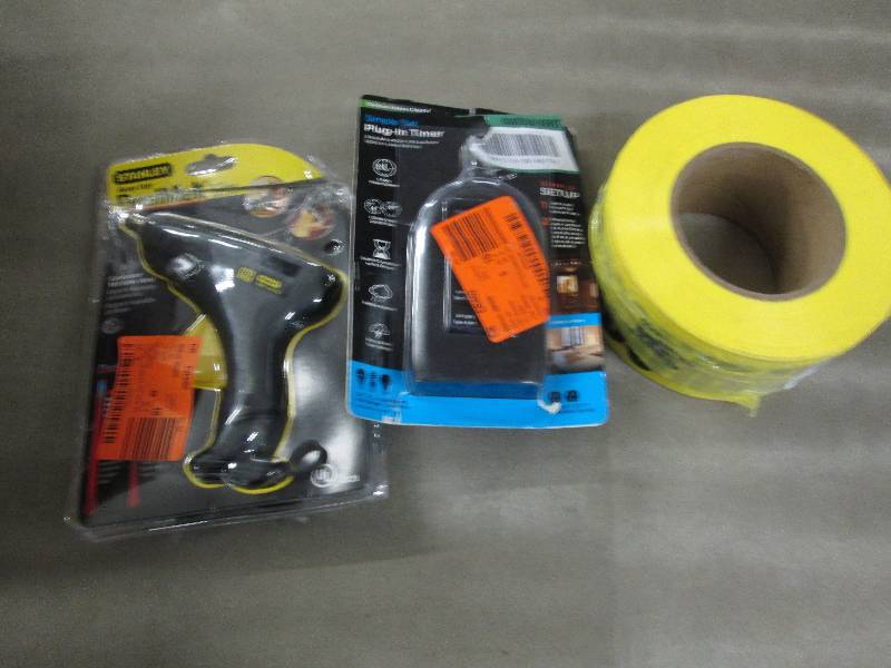 lot 256 image: Roll of Caution Tape, Stanley Glue ...
