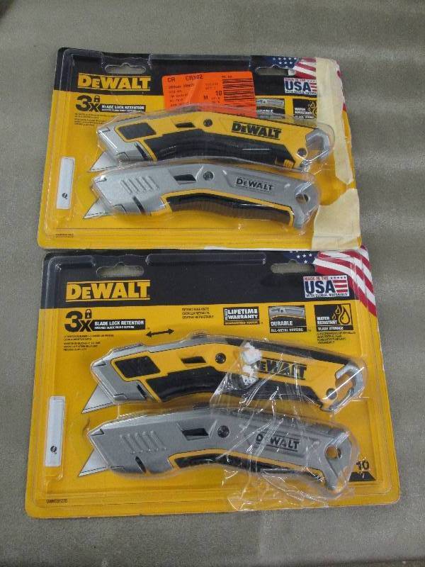 lot 342 image: Lot of 4 Dewalt Utility Knives- ope...