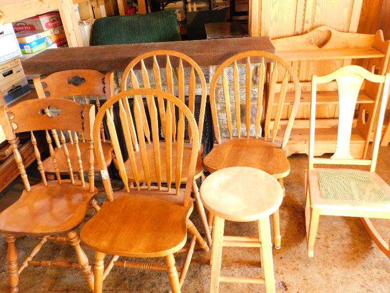 5 Chairs, Rocking Chair, Stool