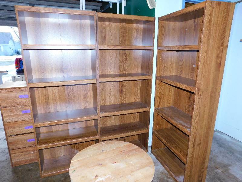 3 Wooden Book Shelves and A Coffee Table