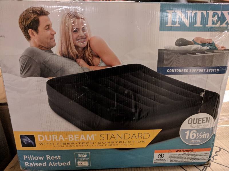 Intex Fiber-Tech Pillow-Rest Raised 16-12 Airbed - Queen