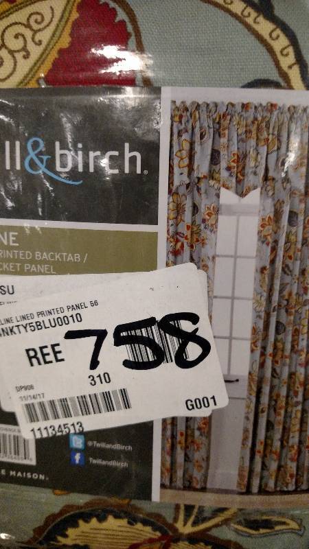 Twill & Birch Celine Lined Printed 56 x 84 Rod PocketBack Tab Panel - Blue
