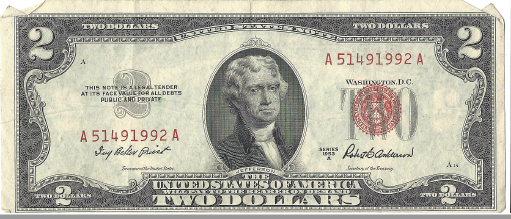 1953 A Federal Note Two Dollar Bill