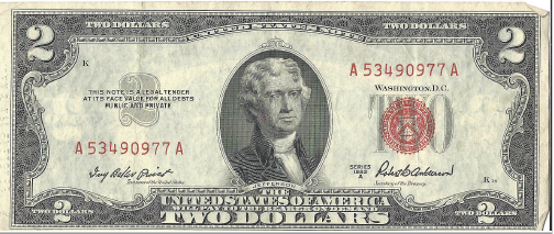 1953 A Federal Note Two Dollar Bill