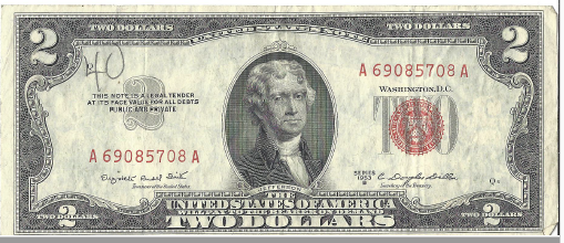 1953 B Federal Note Two Dollar Bill